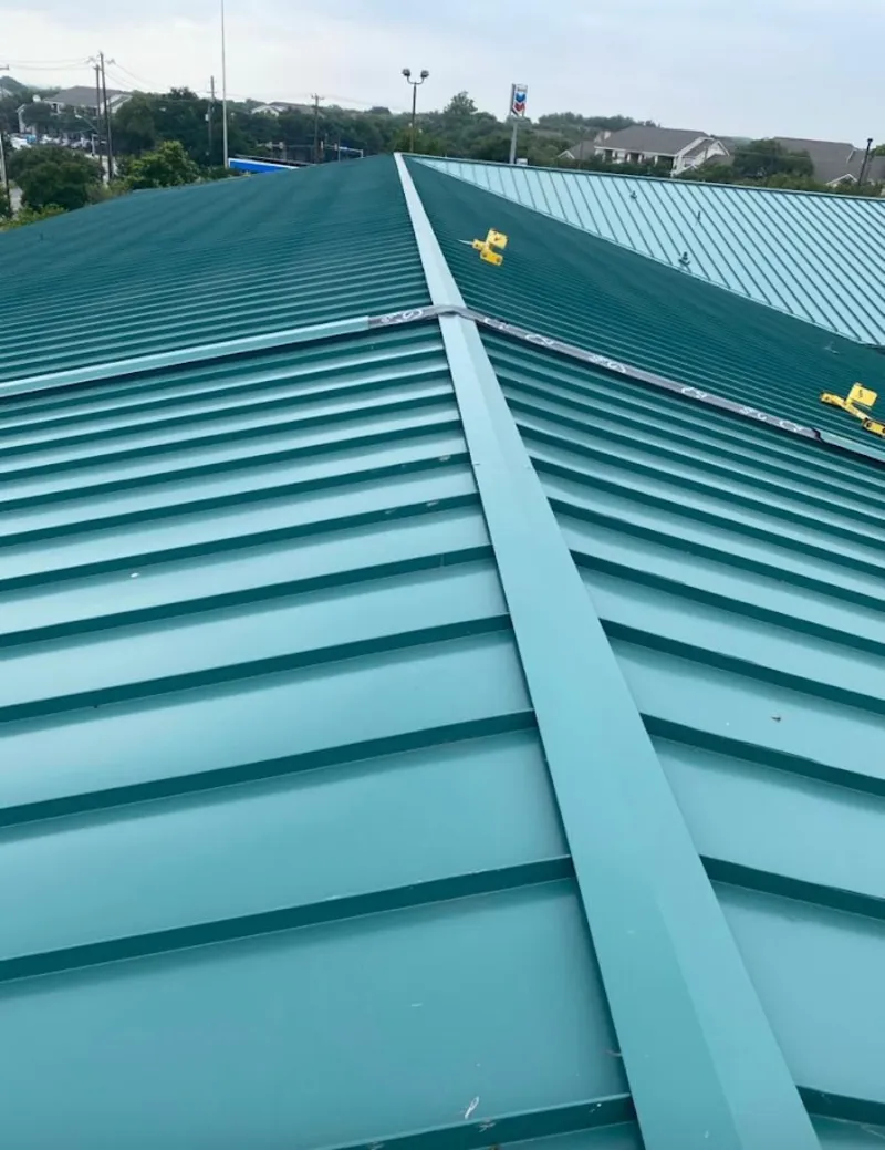 Green commercial metal roof ridge and valley for Metal Roof Repair in Wilton Manors